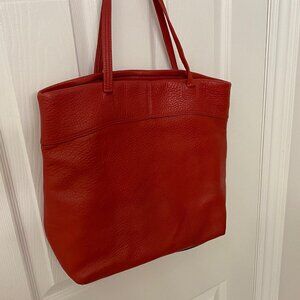 Coach red pebble leather tote
